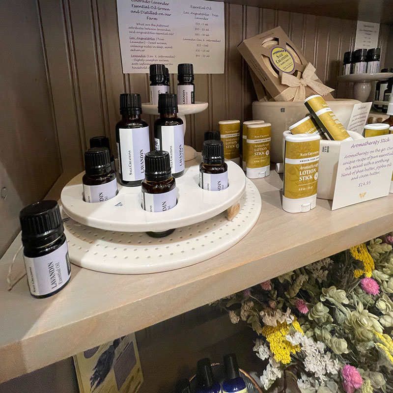 essential oil products on display