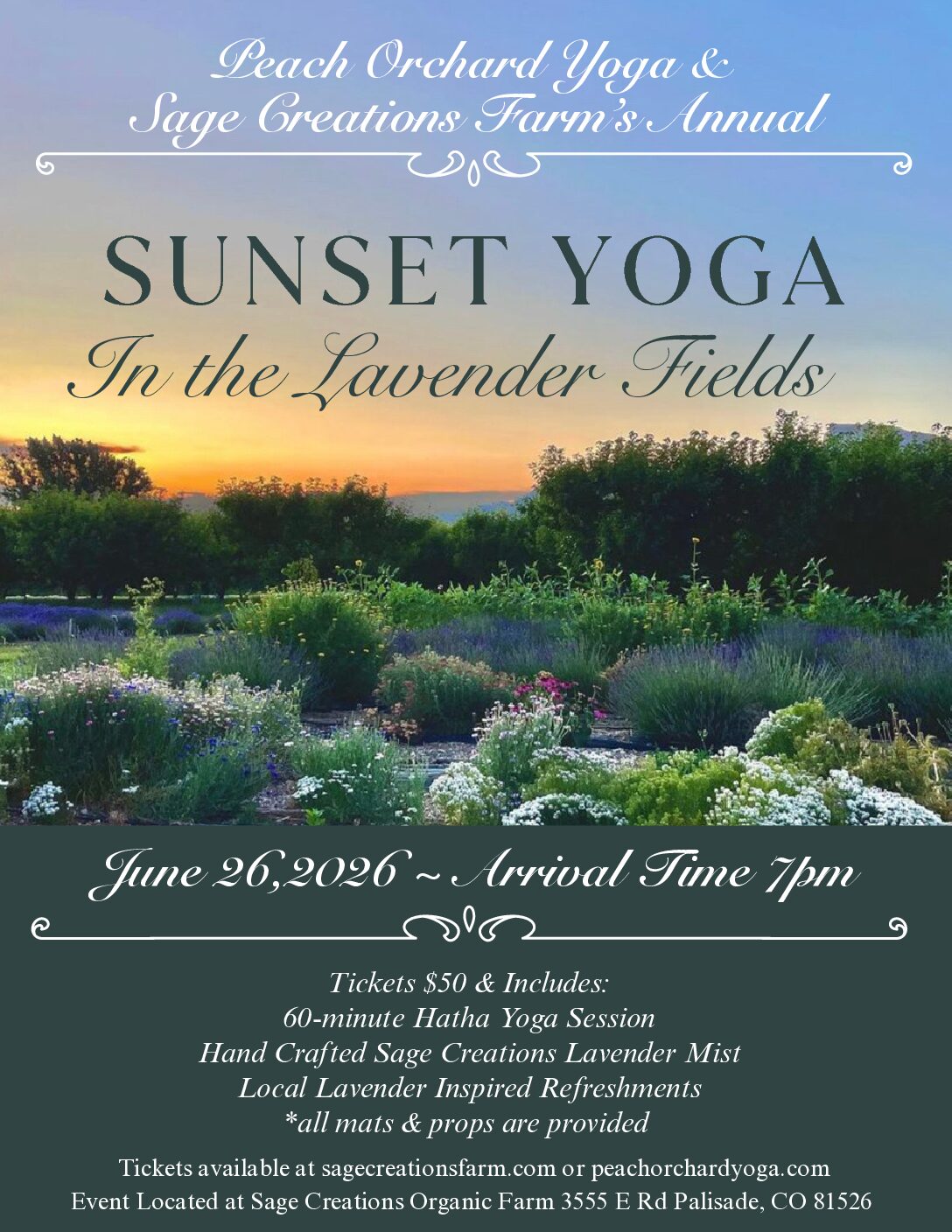 Sunset Yoga in the Lavender Fields June 26 2026